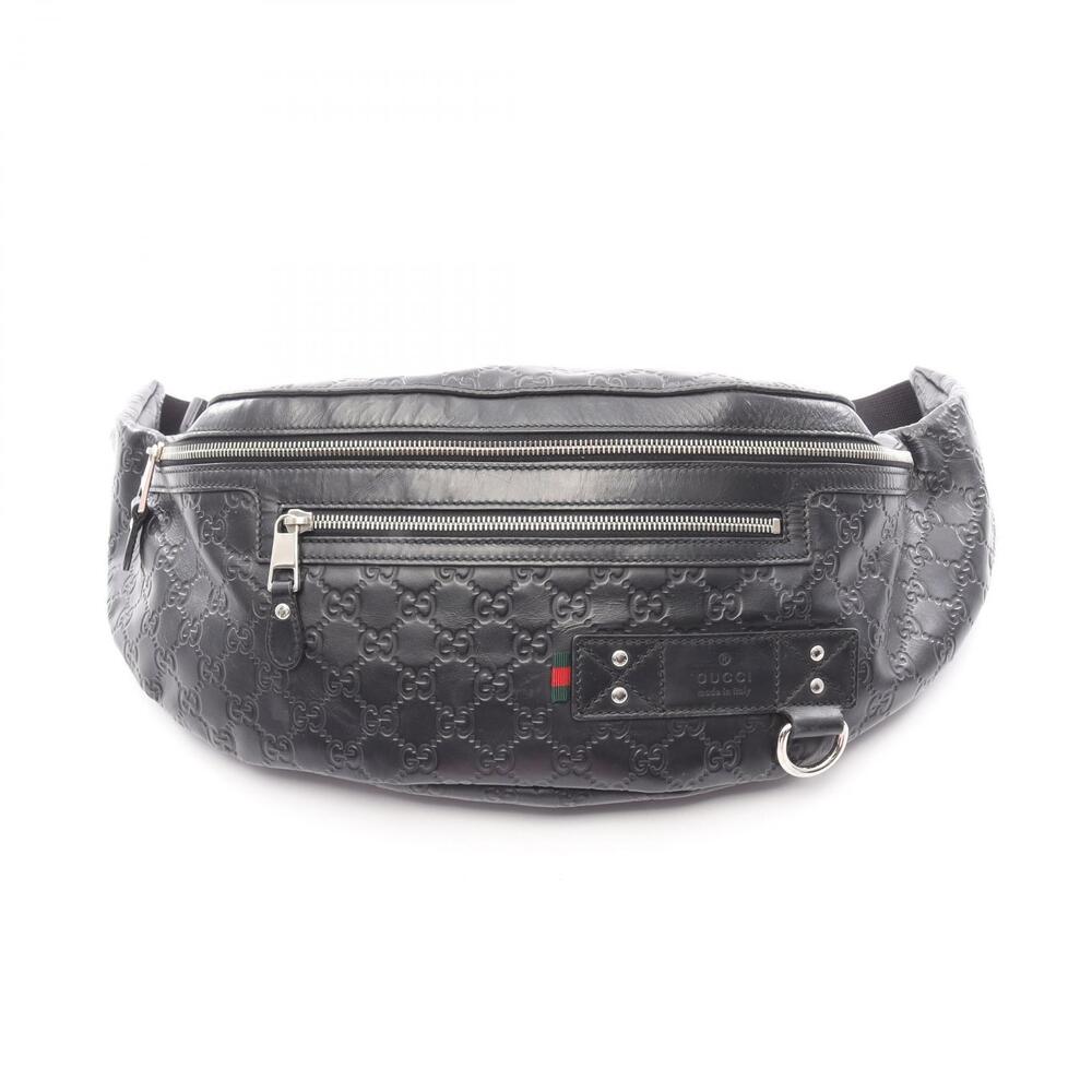 Gucci Guccissima Sherry Waist Bag Body Leather Black